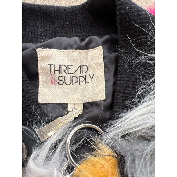 Thread & Supply Multicolor Faux Fur Vest With Black Ribbed Hem Q3 - Picture 3 of 5